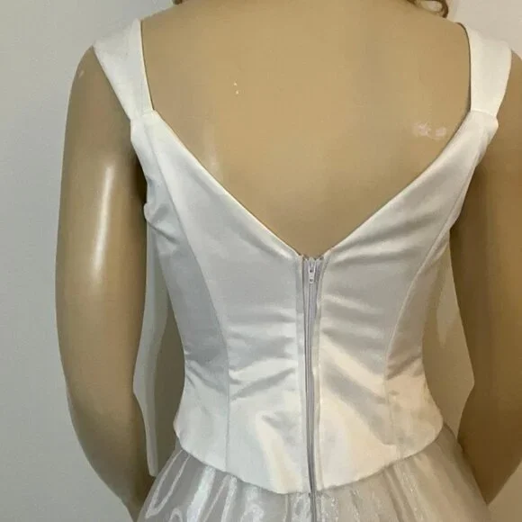 Aspeed white wedding gown corset rhinestone top 3-layer chiffon skirt EUC Size 4 - Picture 6 of 11